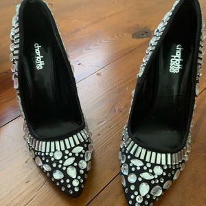 Black Heels with Gem stones